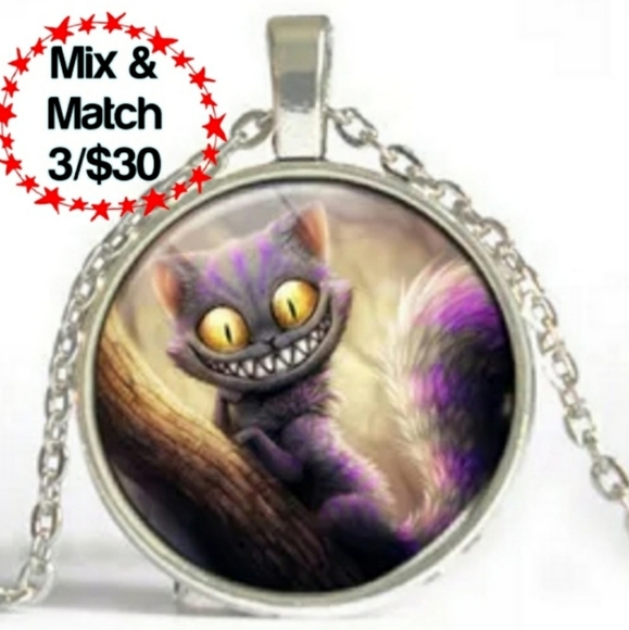 🔹️Alice in Wonderland Silvertone Necklace